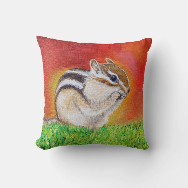 Cute Chipmunk Painting Cushion (Front)