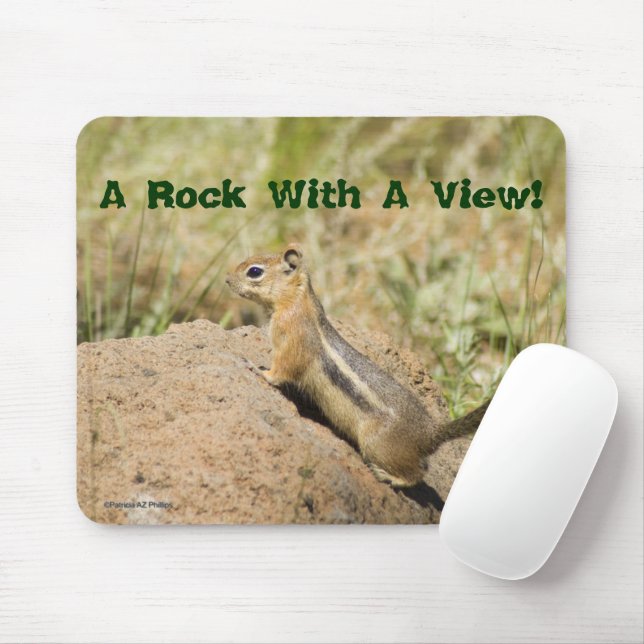 Cute  Chipmunk Peering On A Rock Photo Template Mouse Pad (With Mouse)