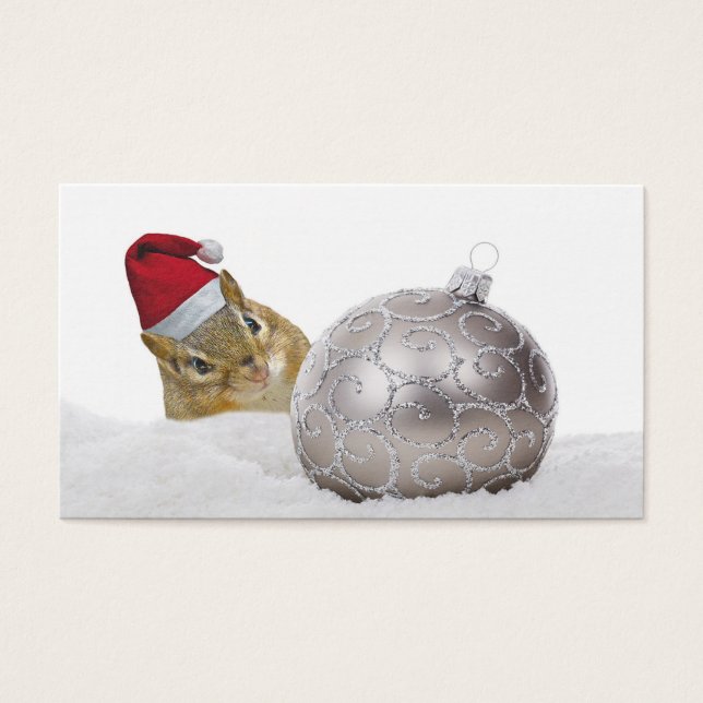Cute Chipmunk Silver and Snow Christmas Holiday (Front)