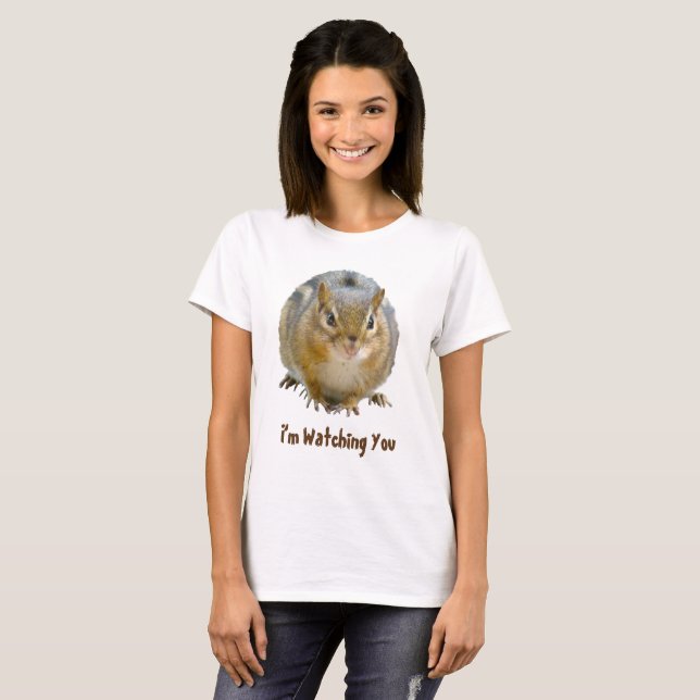 Cute Chipmunk Staring At You T-Shirt (Front Full)