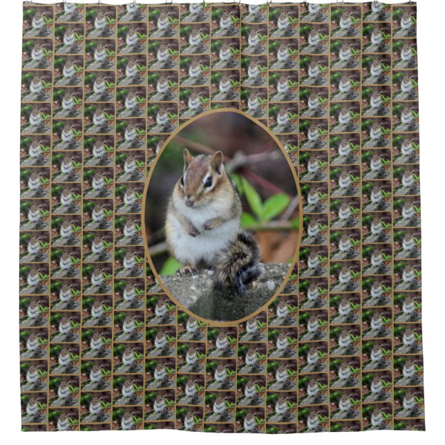Cute Chipmunk Wildlife Pattern Shower Curtain (Front)