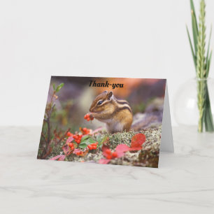 Cute Chipmunk With Berries Thank-You Card