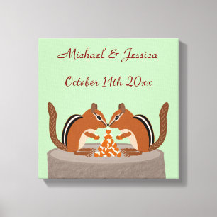 Cute Chipmunks Fall Wedding Custom Canvas Print