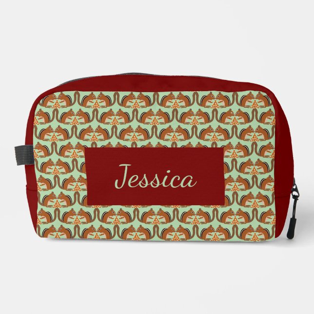 Cute Chipmunks Fall Wedding Custom Dopp Kit (Front)