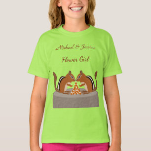 Cute Chipmunks Fall Wedding Custom Flower Girl T-Shirt