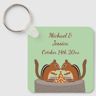 Cute Chipmunks Fall Wedding Custom Key Ring