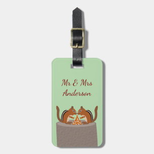 Cute Chipmunks Fall Wedding Custom Luggage Tag