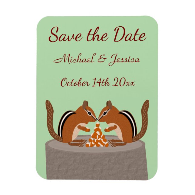 Cute Chipmunks Fall Wedding Custom Magnet (Vertical)
