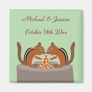 Cute Chipmunks Fall Wedding Custom Magnet