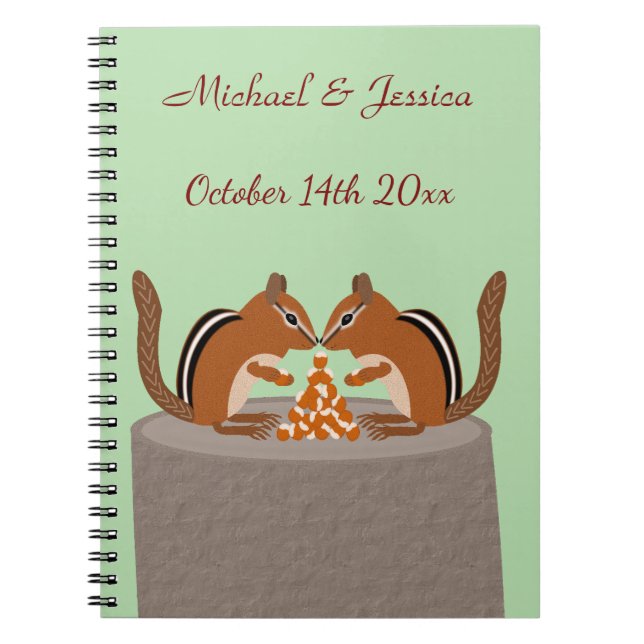 Cute Chipmunks Fall Wedding Custom Notebook (Front)