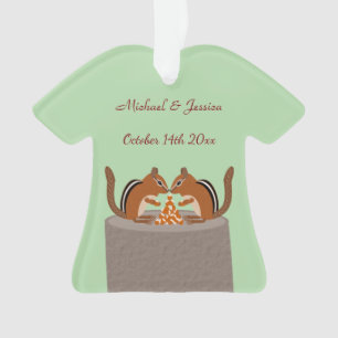 Cute Chipmunks Fall Wedding Custom Ornament
