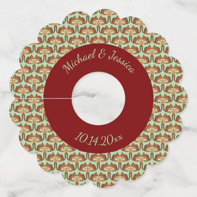 Cute Chipmunks Fall Wedding Custom Wine Glass Tag (Front)