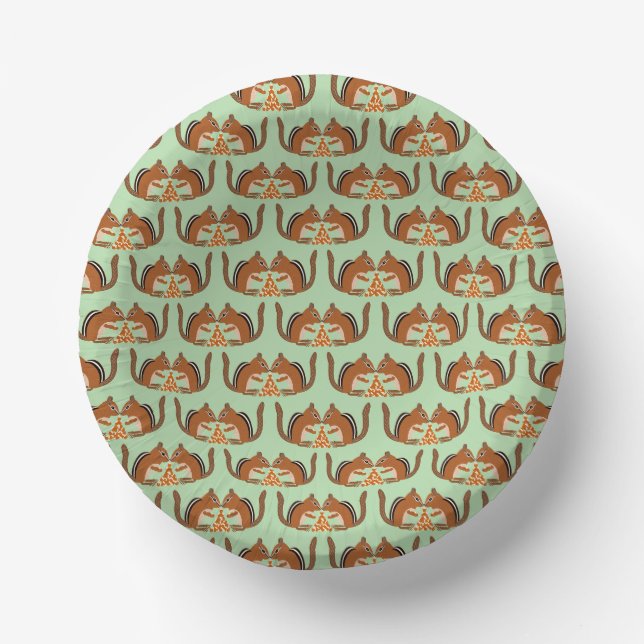 Cute Chipmunks Fall Wedding Patterned Paper Plate (Front)