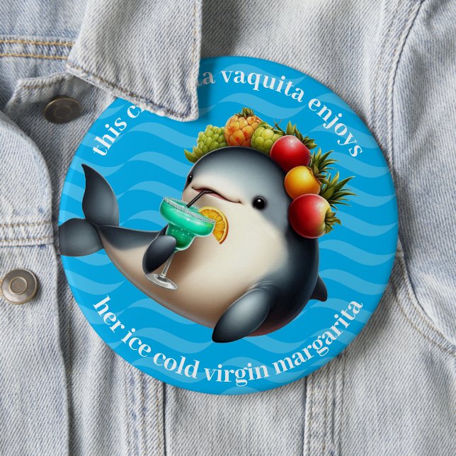 Cute Chiquita Vaquita Enjoying a Virgin Margarita 6 Cm Round Badge (In Situ)