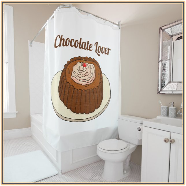 Cute Chocoholic Chocolate Lover Shower Curtain (Creator Uploaded)