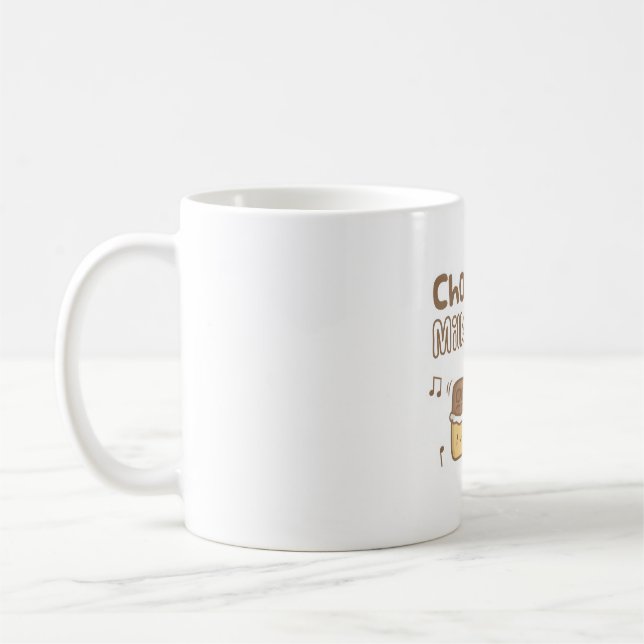Cute Chocolate and Milk Shake Pun Doodle Coffee Mug (Left)