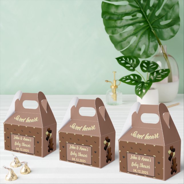 Cute chocolate bear Baby shower favour box (Multiple)
