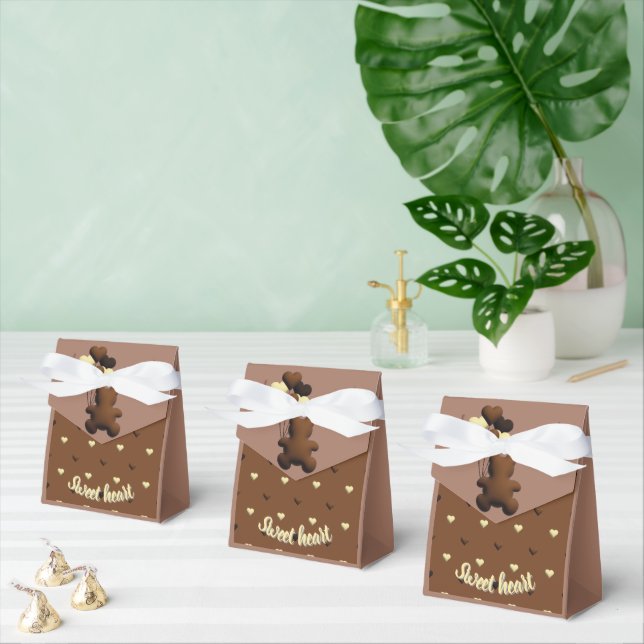 Cute chocolate bear Baby shower favour box (Multiple)