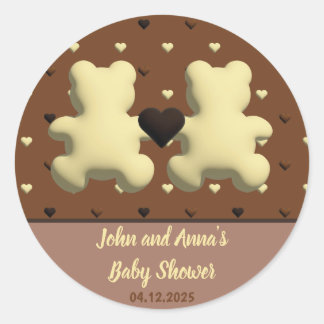 Cute chocolate bear Baby shower stickers