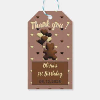 Cute chocolate bear Birthday gift tag