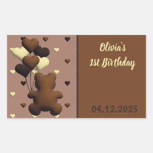 Cute chocolate bear Birthday rectangle stickers