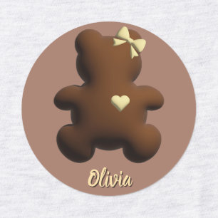 Cute chocolate bear girl's clothing label