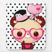 Cute chocolate bear with pink glasses