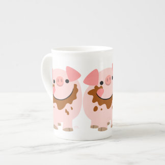 Cute Chocolate Cartoon Pig Bone China Mug