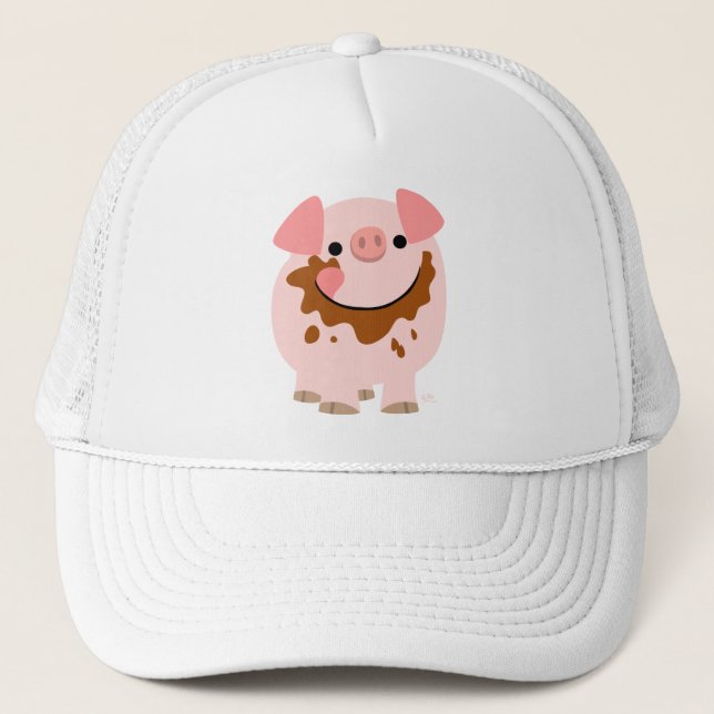 Cute Chocolate Cartoon Pig Hat (Front)