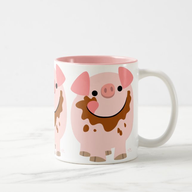 Cute Chocolate Cartoon Pig Mug (Right)