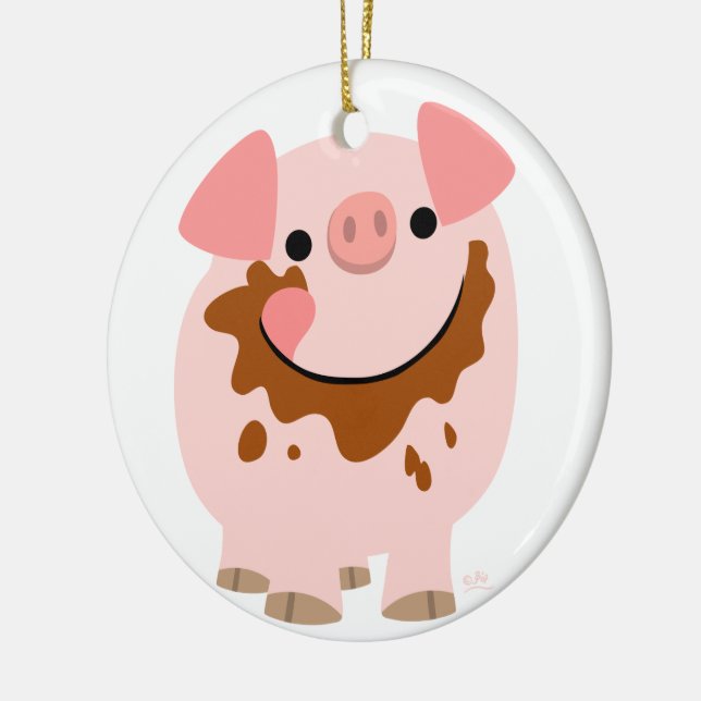 Cute Chocolate Cartoon Pig Ornament (Left)