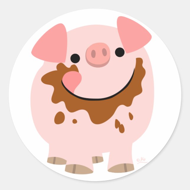 Cute Chocolate Cartoon Pig Sticker (Front)