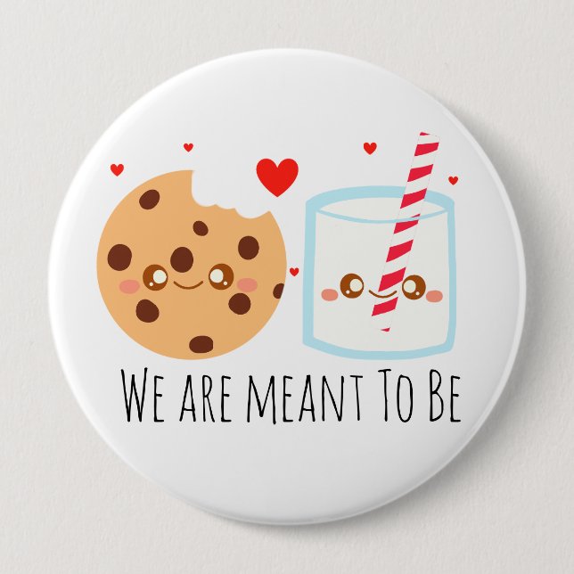 Cute Chocolate Chip Cookie And Glass Of Milk 10 Cm Round Badge (Front)
