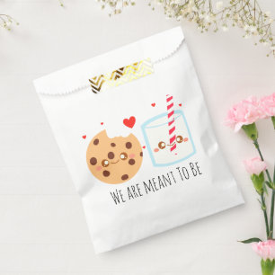 Cute Chocolate Chip Cookie And Glass Of Milk Favour Bags