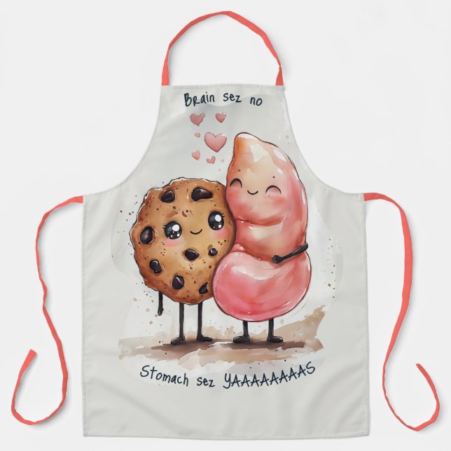 Cute chocolate chip cookie stomach cooking baking apron (Front)