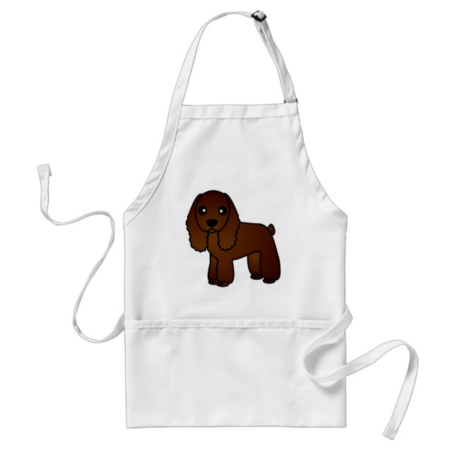 Cute Chocolate Cocker Spaniel Cartoon Standard Apron (Front)