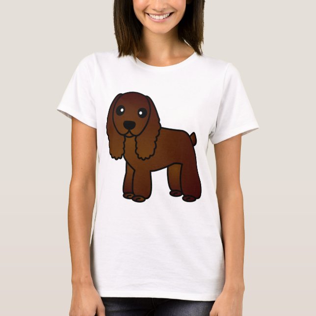 Cute Chocolate Cocker Spaniel Cartoon T-Shirt (Front)
