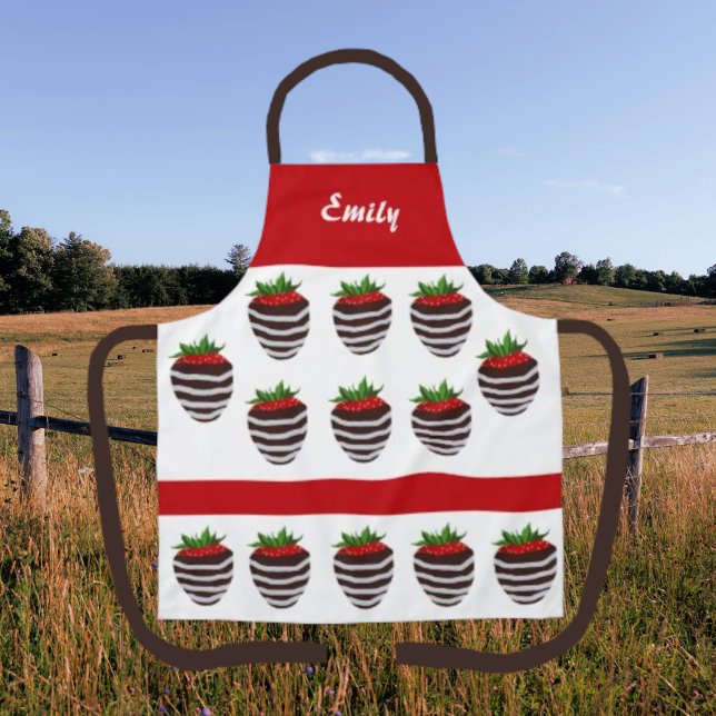 Cute Chocolate Covered Strawberry Pattern Custom  Apron (Creator Uploaded)