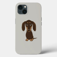 Cute Chocolate Dachshund | Cartoon Wiener Dog