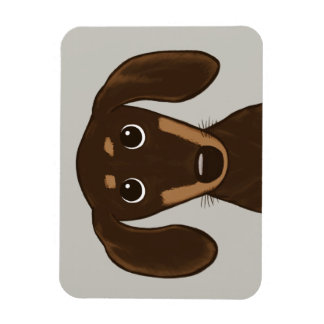 Cute Chocolate Dachshund | Cartoon Wiener Dog Magnet