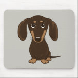 Cute Chocolate Dachshund | Cartoon Wiener Dog Mouse Pad<br><div class="desc">Cartoon Wiener Dog Mousepad. Makes a Cute Gift for Doxie Lovers!</div>