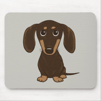 Cute Chocolate Dachshund | Cartoon Wiener Dog Mouse Pad