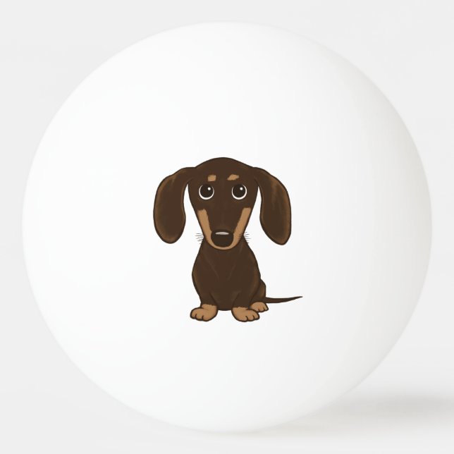 Cute Chocolate Dachshund | Cartoon Wiener Dog Ping Pong Ball (Front)