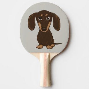 Cute Chocolate Dachshund   Cartoon Wiener Dog Ping Pong Paddle