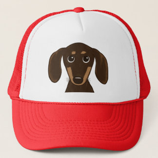 Cute Chocolate Dachshund | Cartoon Wiener Dog Trucker Hat