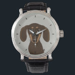 Cute Chocolate Dachshund | Cartoon Wiener Dog Watch<br><div class="desc">This original wiener dog wrist watch is available in assorted styles for men, women and kids. A cool fashion accessory that makes a great gift for smooth coated chocolate Dachshund lovers. Visit Jenn’s Doodle World for many more stylish dog breed watches.</div>