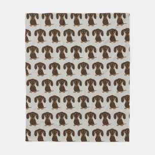 Cute Chocolate Dachshund Wiener Dogs Pattern Fleece Blanket