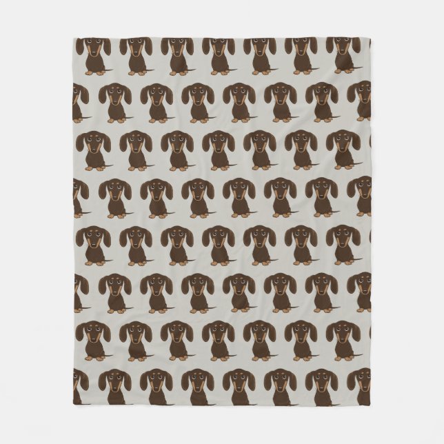 Cute Chocolate Dachshund Wiener Dogs Pattern Fleece Blanket (Front)