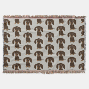 Cute Chocolate Dachshunds Pattern   Wiener Dogs Throw Blanket