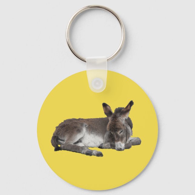 Cute chocolate donkey baby foal sleeping key ring (Front)